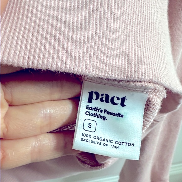 Pact 100% organic cotton women PINK Crewneck Terry Sweatshirt size S - Picture 8 of 9